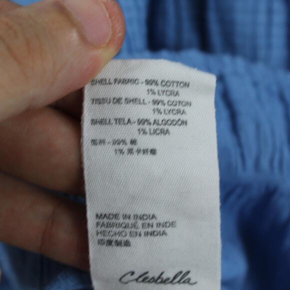 Cleobella Top Womens Small Azariah Blouse Blue Boho Prairie Peasant Gauze Tassel - Picture 7 of 10